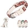 Playexen Collare Cani Gatti Collari Regolabile 25-40 cm in Morbido Velluto a Coste con Cotone per Gatto&Cane Taglia Piccola Media Grande Accessori Collare per Cuccioli Animali Piccola Large 2,0cm(Fiore-Rosa)