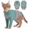 PUMYPOREITY Body per gatti con gambe lunghe, Body dopo Op Rüde, protezione contro le perdite di gatto dopo la sterilizzazione, tutore per la gamba anteriore della gamba del gatto (verde, S)