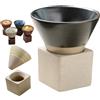 XRXRX Tazze da tè Giapponesi in Ceramica,Tazza da caffè in Ceramica con Base, Cilindriche, per tè Matcha, Vino, tè Bianco, caffè, Bevande, Imbuto A Canne Triangolare Vintage Tazza in Ceramica