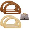 TESSTSY Manici per Borsa a Forma di D, 4 Pezzi Manici in Legno per Borse Uncinetto