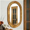SHYFOY Specchio da parete ovale - 90 x 60 cm - Specchio decorativo in legno burl con bordo argentato levigato per soggiorno, camera da letto, bagno e corridoio