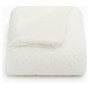TEXTILE COLLECTION Plaid Tibet con Pelo Lungo e Interno Agnellato - Caldo, Morbido e di Design (Bianco, Singolo)