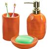 YabcY Set di accessori da bagno color oro arancione, 3 pezzi, portaspazzolino, dispenser per lozioni, portasapone, bellissimo set da bagno per bagno, organizer per toeletta, anche per decorazioni e regali