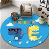 Highdi Tappeto Rotondo Salotto, Pianeta Animale Stampa Morbido Moderno Tappetini Antiscivolo Tappeto per Bambini Cameretta Cucina Casa Zona Balcone Tappet Tavolino (140cm,Dinosauro)