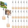 Dhisperares 20 Pezzi Porta Foto con Mollette Cubo Base, Portafoto Pinza da Tavolo, Porta Memo con Clip in Coccodrillo, Segnaposto Clip Base in Legno, Portafoto con Mollette per Festa, Matrimonio, Ufficio