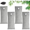 Dhisperares 4 Pezzi Carbone Attivo Sacchetti, 16.7 X 7 cm/75 g Sacchetto Carbone bambù | Riutilizzabile Sacchetto Deodorante Naturale, Assorbi Odori per Ambienti Adatto per Armadi, Scarpe, Auto, Cucine