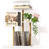 Bikoney Mobile Porta Giradischi in Legno con Scaffale per Vinili e LP - Oro