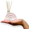 D A N A E FRAGRANZE ITALIANE 6 pezzi profumatore ambiente in polvere di marmo a forma di arcobaleno azzurro o rosa, con scatola regalo, nastro, confetti, bigliettino personalizzato e fragranza a scelta (rosa)