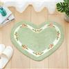 Dermalyx Tappeti per Bagno Assorbenti Zerbino Asciugatura Rapida Antiscivolo, Tappeto A Cuore Verde 60 X 50 Cm