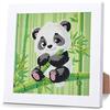 Mafenr Art Panda Diamond Painting per bambini con cornice in legno, decorazione con diamanti a partire dai 4 6 8 10 anni, immagini per bambini per regali e famiglia, 18 x 18 cm