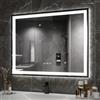 YU YUSING Specchio Bagno con Luce 100x80cm, Specchio da Parete con LED, 3 Colori, Luce Regolabili, Contro Touch, Display dell'Ora, Telaio in Metallo, Antiappannamento, IP44, Orizzontale, Nero