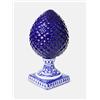 Terrecotte del Sole - Pigna in ceramica siciliana originale blu piede quadrato decorato H 30 cm, realizzata e decorata a mano.