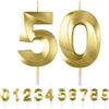 HattusaShield Candele per Compleanno Numero 50, Candela a Numero 3D Diamante Oro 50, Candele per Torta Topper Decorazione per Compleanni, Anniversari di Matrimonio, Cerimonie di Laurea, Festa