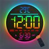 Mee 2ou Orologio da Parete Digitale 10 con Luce Notturna, Sveglia, RC, 11 Colori RGB, Luminosità Auto, Temperatura, Data e Giorno, Orologio LED Elettrico Moderno per Camera da Letto e Soggiorno