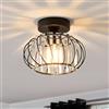 ANWIO Lampada da Soffitto Cristallo E27, Plafoniera in Cristallo Corridoi Nero, Lampadari Moderni con Paralume in Vetro, Plafoniera a Soffitto per Bagno Piccolo, Ingresso, 22.5CM(Lampadine Escluse)