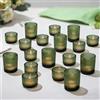 Hewory Set di 24 Portacandele in Vetro Verde: Portacandele Vintage in Stile Tealight, Vetrine per Candele Piccole, Decorazione da Tavolo per Soggiorno, Decorazione Natalizia, Decorazione per Matrimoni
