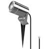 JNR Faretti da Giardino con picchetto da giardino (1-Argento) | Acciaio Inossidabile Faretti IP65 Impermeabile, con Cavo da 2 M, 230V GU10 5W 3000K LED Lampadina Inclusa
