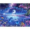 SHEGZHUC 40 x 50 cm con pietre quadrate per adulti, delfini, animali marini, pittura con diamanti, mondo subacqueo, segno zodiacale, mosaico, regalo, decorazione da parete per camera da letto e