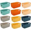 DAJAVE 12 pezzi scatola portaoggetti in plastica cestino portaoggetti con maniglie organizer per armadio da cucina, scatole strette in plastica senza coperchio per cucina bagno scaffale (bianco