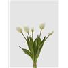 EDG Enzo De Gasperi Bouquet 5 Tulipani con Foglie Artificiali H 40 Cm White