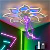TuoyuanW Lampadario RGB Lampadari Motivo Floreale con Altoparlante Bluetooth Telecomando APP Timer Dimmerabile Plafoniera con Luce Notturna e Funzione di Memoria per la Camera da Letto, Bianco