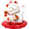 EasyByMall Maneki Neko, gatto portafortuna che saluta, a energia solare, gatto che saluta, gatto della fortuna, benvenuto, decorazione per casa e auto (2314-bianco)