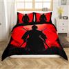 Loussiesd Set di biancheria da letto con copripiumino e 2 federe, motivo samurai giapponese, per bambini, ragazzi e ragazze, motivo Hokusai, stile giapponese