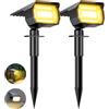 btfarm 2 Pezzi Faretti Solari a LED da Esterno con 3 Modalità, 72 LED Lampade Luci Solari da Giardino Potenti, IP65 Impermeabile Lampada Lampioni Solare per Cortile Alberi Vialetto, Bianco Caldo