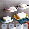 whatRUeed X-BLTU 4 Pezzi Piatto di Sapone Bagno Cucina,Portasapone Scatola di Sapone Spugne Bagno,Adesivo portasapone a parete per bagno Doccia Porta sapone Brasket a Parete Antiruggine,Senza Chiodo Foratura