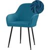 Highdi Coprisedie con Schienale in Velluto Elasticizzato, Copri Sedia con Braccioli, Universali Fodera per Sedia da Pranzo, Lavabili per Casa, Cucina, Ristorante Feste Décor (Blu Pavone,2 Pezzi)