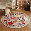 Highdi retrò Fiori Tappeto Rotondo Salotto Cameretta Nordico Tappeti Soggiorno Pelo Corto Tappeto Morbido Antiscivolo Tappeti Classico per Bambini Cucina Balcone Tappet Home Decor (120cm,Bianco)