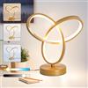 Elinkume Lampada da tavolo a LED color oro, 10 W, da comodino, dimmerabile, con 3 temperature di colore per casa, ufficio, da scrivania per lavoro e studio, moderna lampada da tavolo decorativa con