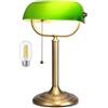 Newrays Lampada da scrivania da banchiere in vetro verde classico
