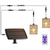 YIKEGE LICHT Lampada solare sospesa in rattan per esterni balconi con telecomando, lampada a sospensione per esterni e balconi, senza elettricità, impermeabile, per esterni e campeggio, cavo da 5 m