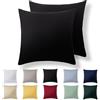 Alreya Set di 2 Federe in 100% jersey di cotone con chiusura lampo - 40 x 40 cm - Nero - Federa Cuscino, Copricuscino Divano, Federa super morbida 40x40