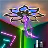 TuoyuanW Lampadario RGB Lampadari Motivo Floreale con Altoparlante Bluetooth Telecomando APP Timer Dimmerabile Plafoniera con Luce Notturna e Funzione di Memoria per la Camera da Letto, Nero