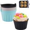 Dhisperares 6 Pezzi Pirottini per Friggitrice ad Aria, Pirottini Silicone Senza BPA | Stampo per Uova in Silicone Antiaderente, Riutilizzabile Stampi per Muffin per Cupcake Budini Gelatina (Grigio + Blu + Nero)