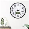 PORFOYO Orologio da parete silenzioso con indicatore di temperatura, 32 cm, digitale, orologio moderno senza ticchettio, con calendario digitale LCD, orologio da parete, per soggiorno, camera da letto