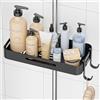Wisfame Mensola Doccia senza Foratura, Porta Sapone Alluminio Nero