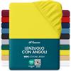 Flowen Lenzuola con Angoli Matrimoniale 200x200 cm Giallo in 100% Puro Cotone per Materasso fino a 30cm Tessuto Anti-Acaro e Traspirante di Alta Qualità Morbido Durevole e Lavabile in Lavatrice
