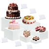 RATSTONE Espositore Da Buffet Per Aperitivo,6 Pezzi Espositori In Acrilico Con Mini Cartelli Da Tavolo,Dessert,Oggetti Da Collezione,Gioielli,Supporto Cubico Annidabile Varie Dimensioni,Per Buffet,Dolce,Bianco