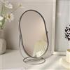 Hosoncovy Specchio da scrivania con struttura in metallo e supporto, ovale, per trucco, trucco, cosmetico, specchio a figura intera per bagno, camera da letto (argento)
