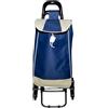 Malu Shoes Carrello per la spesa 3 ruote girevoli saliscale - Trolley portaspesa pieghevole 42 L con borsa chiusura a strappo e coulisse- Borsa removibile (BLU)
