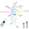 BININBOX Plafoniera Ventilatore con Luce LED RGB Dimmerabile e Silenzioso con Attacco E27 Ventilatore a Soffitto 3 Velocità Timer e Altoparlante Bluetooth per Camera da ;etto, Soggiorno e Cucina (Bianco)