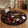 Highdi retrò Fiori Tappeto Rotondo Salotto Cameretta Nordico Tappeti Soggiorno Pelo Corto Tappeto Morbido Antiscivolo Tappeti Classico per Bambini Cucina Balcone Tappet Home Decor (100cm,Nero)