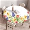 Highdi Tovaglia Rotonda Antimacchia 160 cm, Impermeabile Copritavolo Rotondo con Elastico,EsternoTovaglie da Tavola per Giardino Ristorante, Ideale per 140cm-150cm