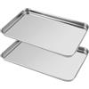 Dhisperares 2 Pezzi Teglia Acciaio Inox, 22.7 X 14.7 X 1.2 cm Teglia Pizza Rettangolare
