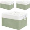 Mangata cestino portaoggetti in morbido tessuto, scatola con manici a corda, contenitori rettangolari per armadio, guardaroba, bagno, scaffale, 50 x 40 x 30 cm, verde e bianco