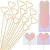 YiiHHooN Segnaposto Floreali da Tavolo, 40 Pezzi Portafoto a Fiore con Bigliettini, Supporti Portacarte Dorati a Forma di Cuore da 30 cm per Numeri da Tavolo e Composizioni Floreali
