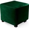 Highdi Copri pouf Quadrato in Velluto Morbido, Copri Poggiapiedi Elasticizzato Copertura Dell'Ottomano Tinta Unita Coprisgabello Poltrona per Soggiorno Camera da Letto (Verde Scuro,100x100x45cm)